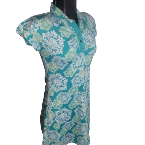 Lola Floral Patterned Teal And White Activewear Dress XS - Picture 3 of 7